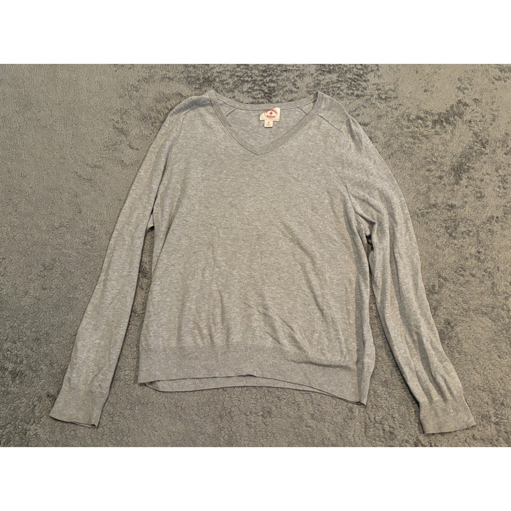 Brooks Brothers Red Fleece Mens Medium Gray Cotton Cashmere V-Neck Sweater